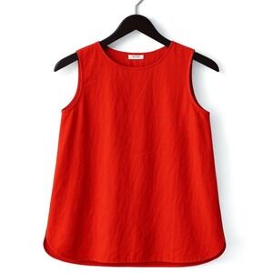 Talbots Petites Women's Red Silk Sleeveless Blouse Size 6P Preppy Light Academia